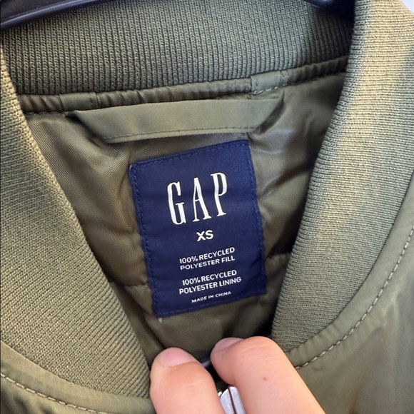 GAP Zip Front Olive Bomber Jacket Size XS - Picture 2 of 4